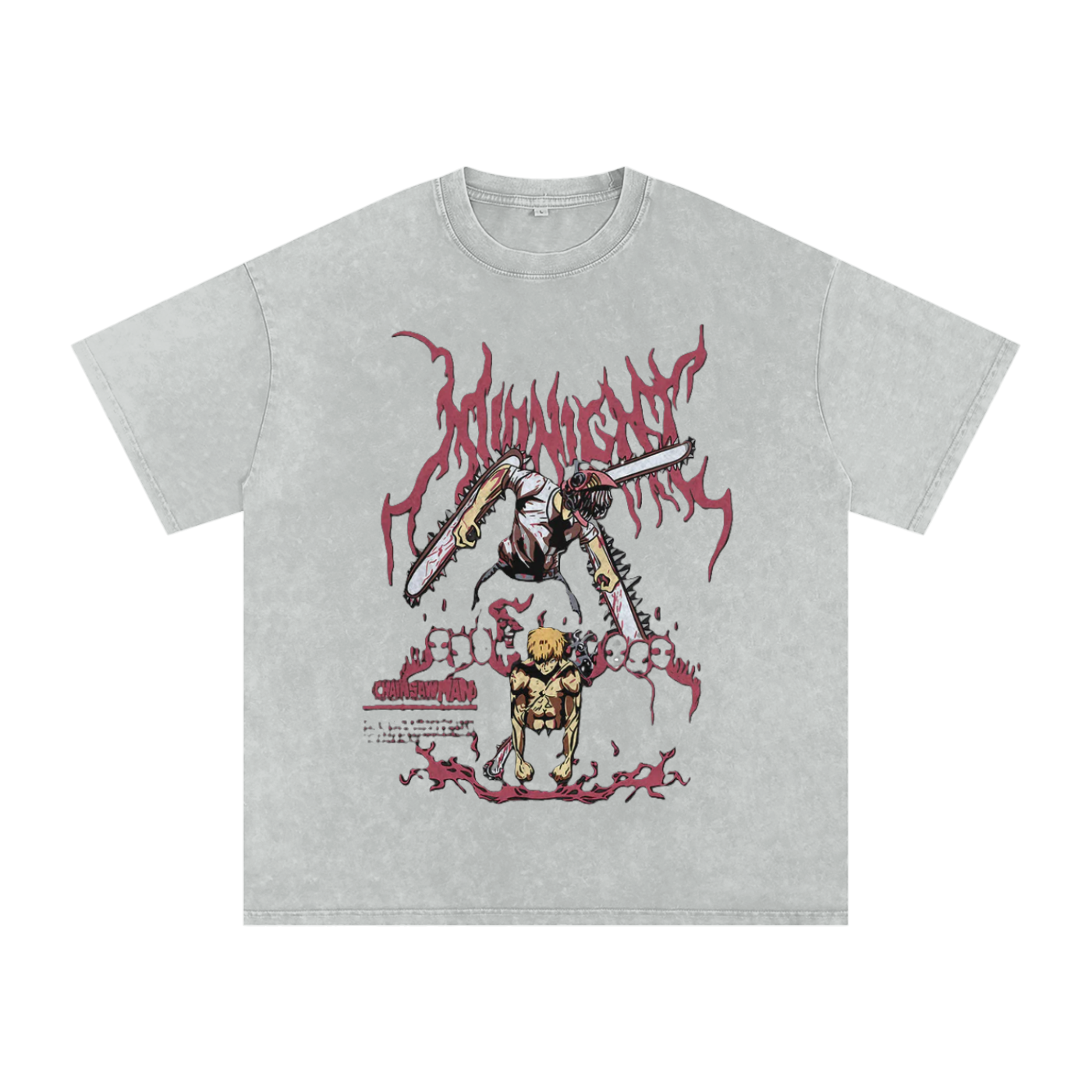 chainsaw man Snow Washed Oversized Cotton T-Shirt