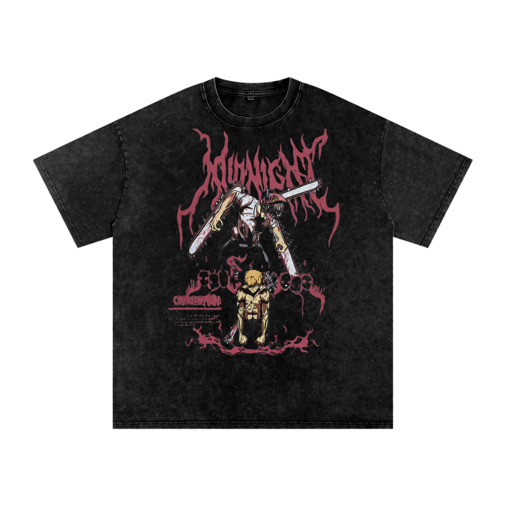 Chainsaw Man Vintage T-Shirt | Anime Streetwear | Oversized Cotton Tee