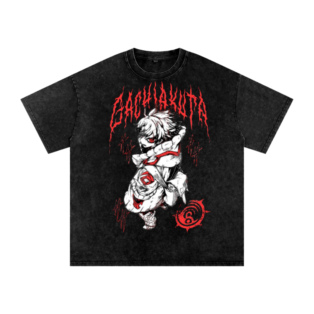 Black t-shirt with a graphic design of Gachiakuta 