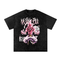 Black t-shirt with a pink character graphic and 'Majin Buu' text on a white background