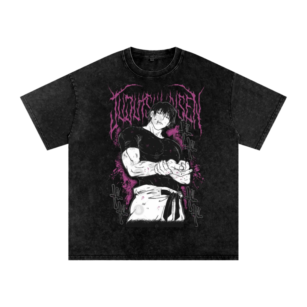 Black t-shirt with graphic design of Toji Zenin 